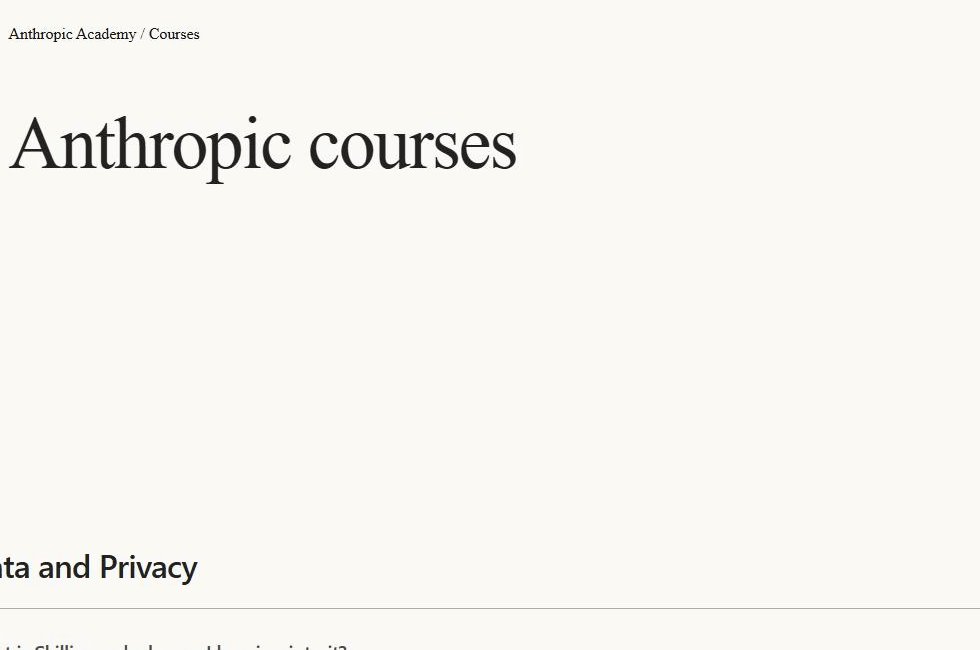 Le catalogue des cours Anthropic avec Claude 101 et Claude Code 101