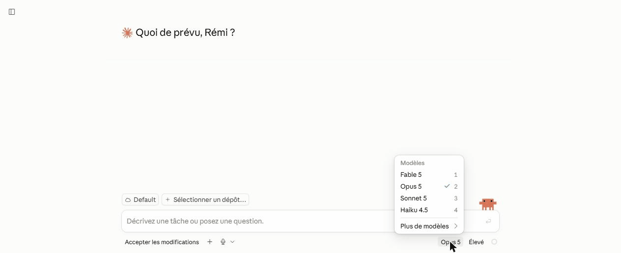 Sélecteur de modèle de Claude Code